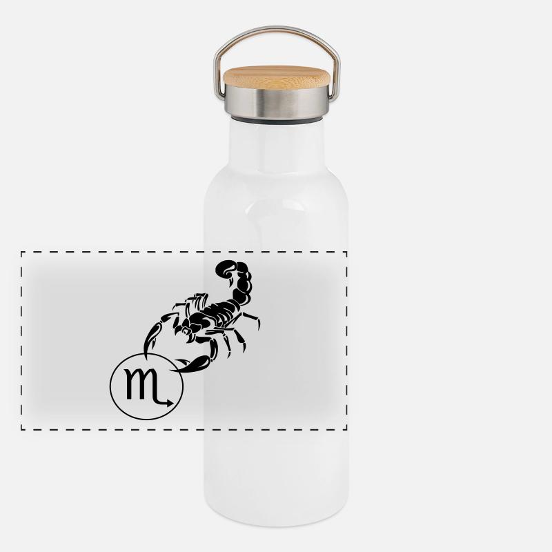 Sternzeichen Skorpion Panorama Thermosflasche mit Bambusdeckel