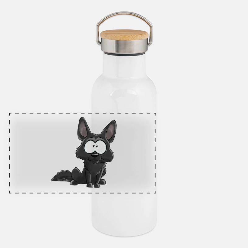 Ich bin Deutscher Schäferhund schwarz Panorama Thermosflasche mit Bambusdeckel