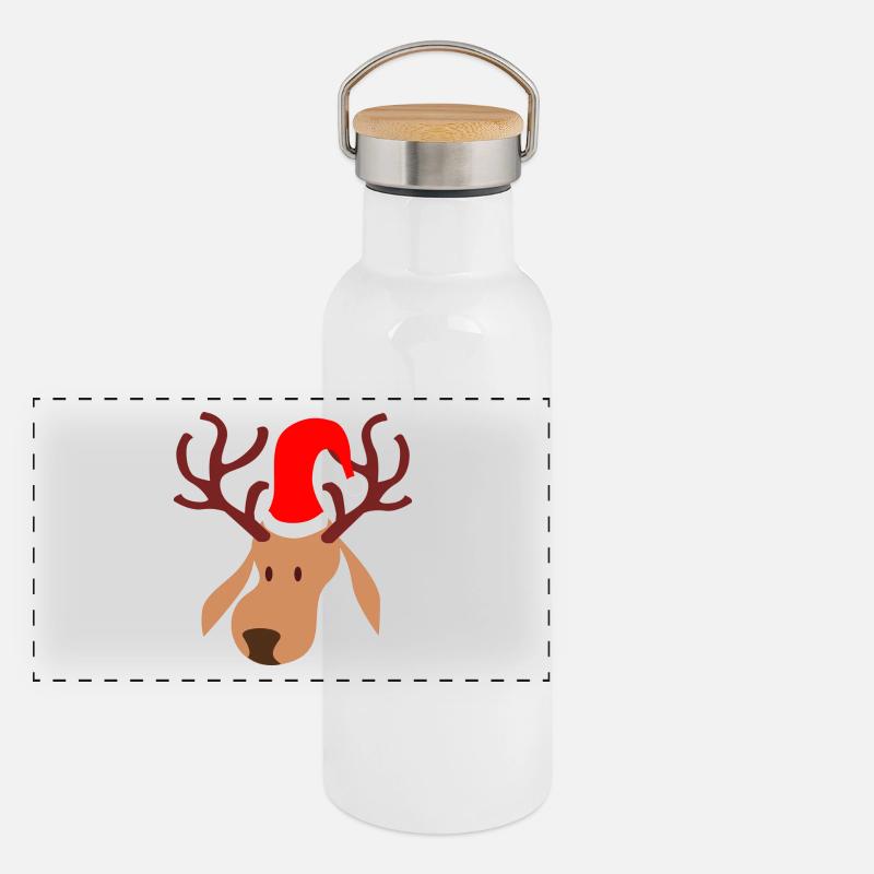 Rudolf Reindeer Gourde isotherme avec bouchon en bambou