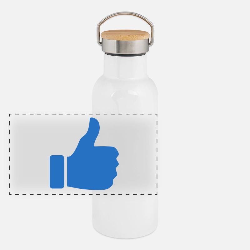 Daumen hoch Panorama Thermosflasche mit Bambusdeckel
