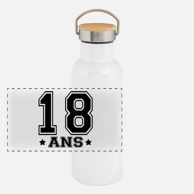 18 ANS,âge,numéro Gourde isotherme avec bouchon en bambou