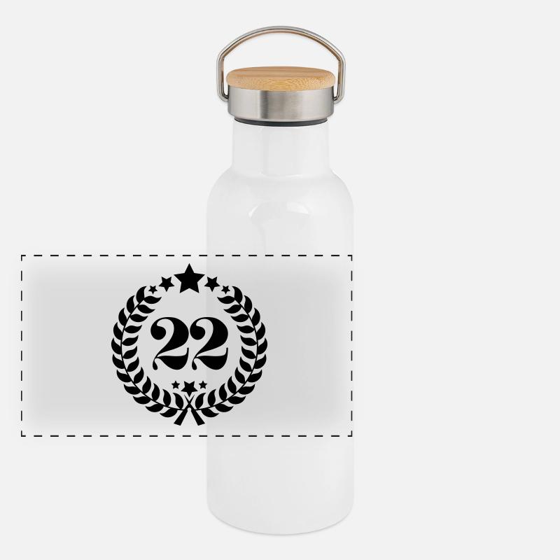22nd birthday wreath number 22 vintage age. Panoramic Thermal Bottle with Bamboo Lid