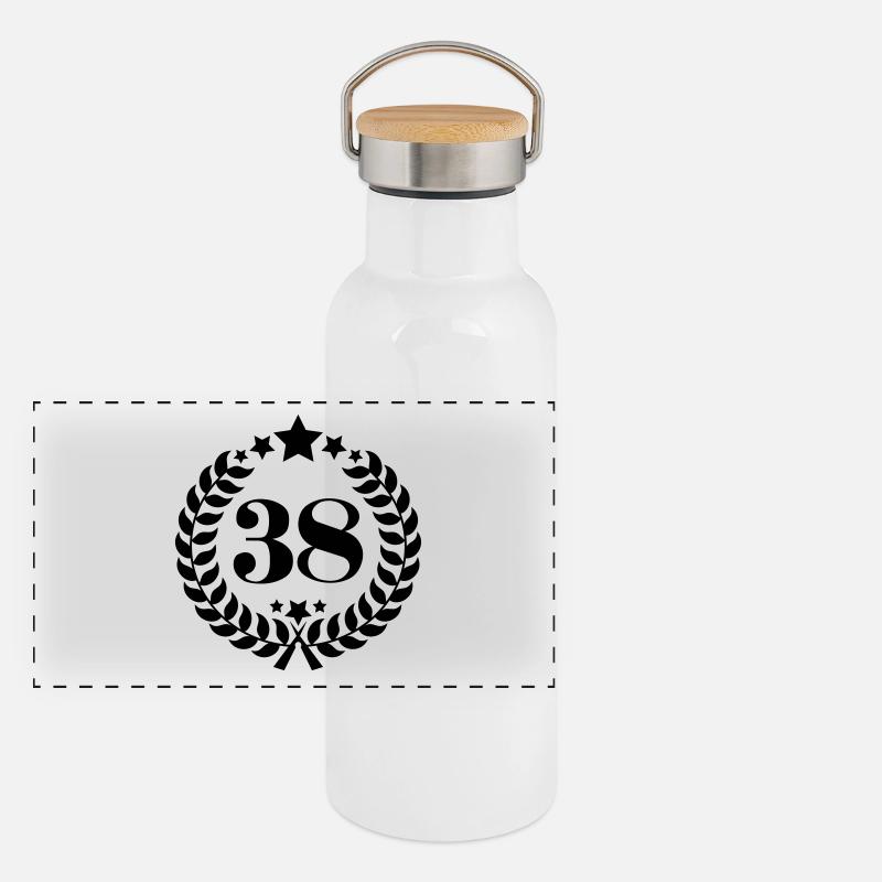 38ter numéro de bague d'anniversaire 38 Ans Gourde isotherme avec bouchon en bambou