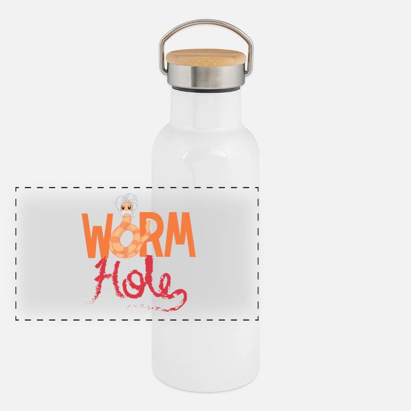 Wurm Würmchen Haare Bart Spruch lustig Geschenk Panorama Thermosflasche mit Bambusdeckel