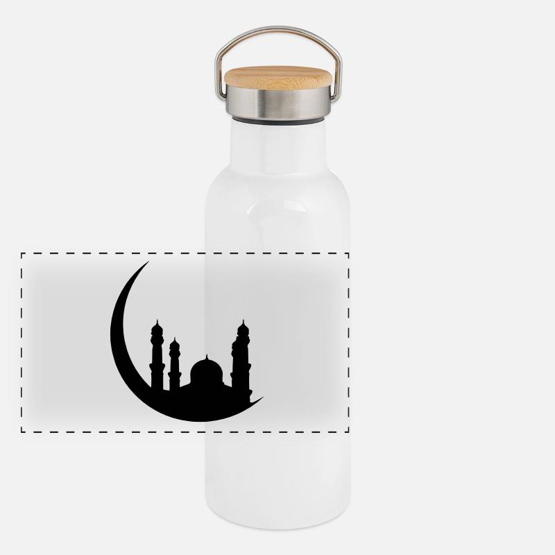 Islam Mosque Half Moon Orient Panoramic Thermal Bottle with Bamboo Lid