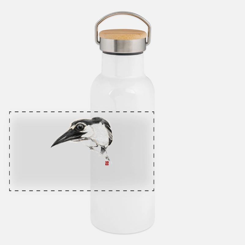 Sketchy Bird # 01 Panoramic Thermal Bottle with Bamboo Lid