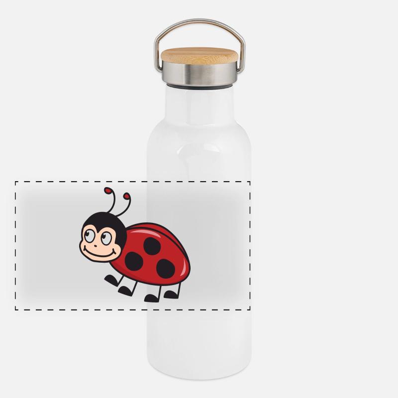 Marienkäfer Glück Panorama Thermosflasche mit Bambusdeckel