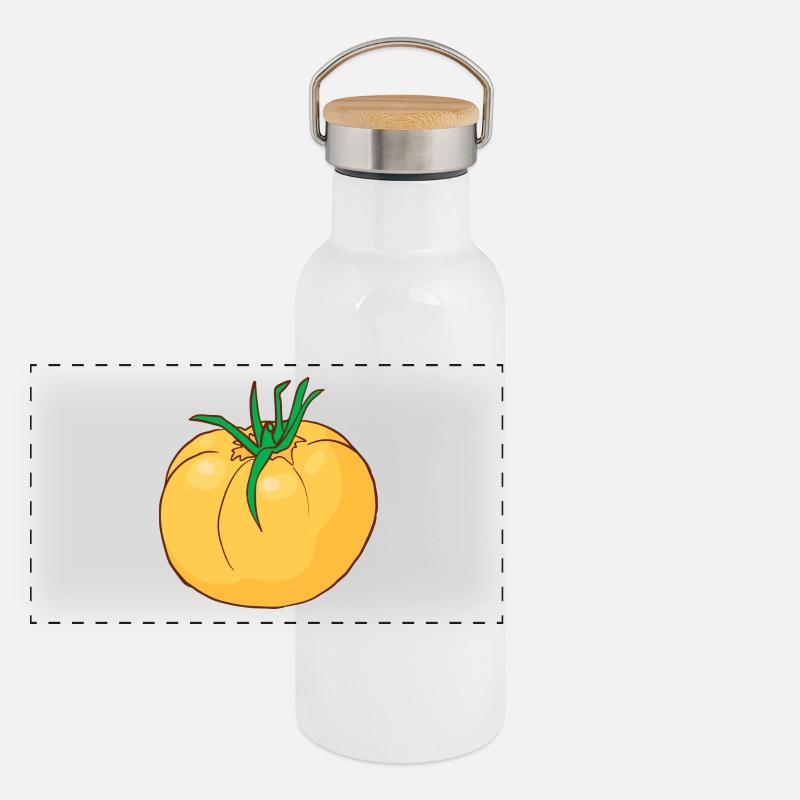 Yellow tomatoes Paradeiser Panoramic Thermal Bottle with Bamboo Lid