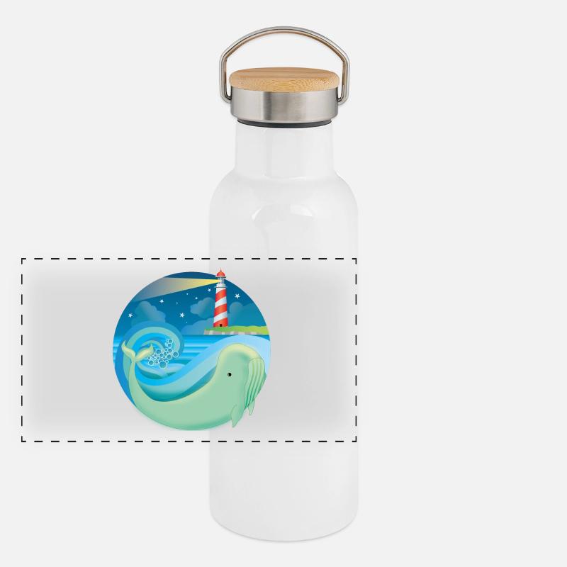 Wal Panorama Thermosflasche mit Bambusdeckel