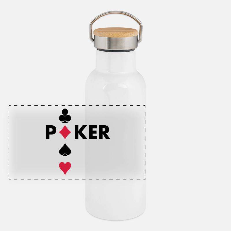 Pokerspieler Panorama Thermosflasche mit Bambusdeckel