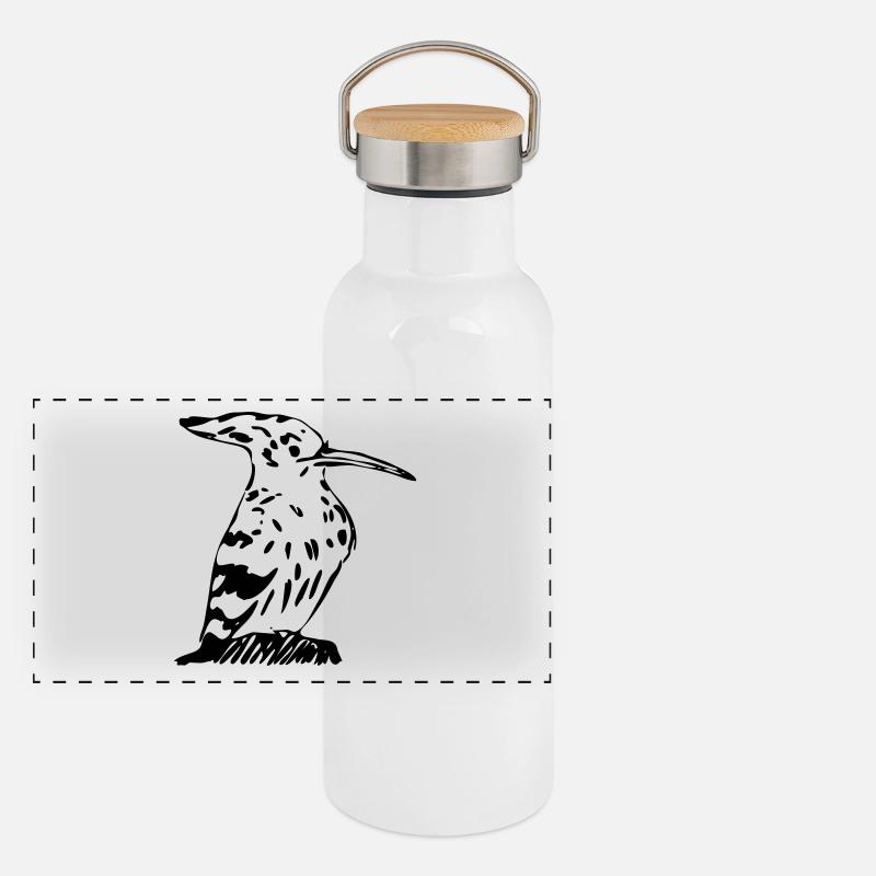 Wiedehopf ähnlicher Vogel Panorama Thermosflasche mit Bambusdeckel