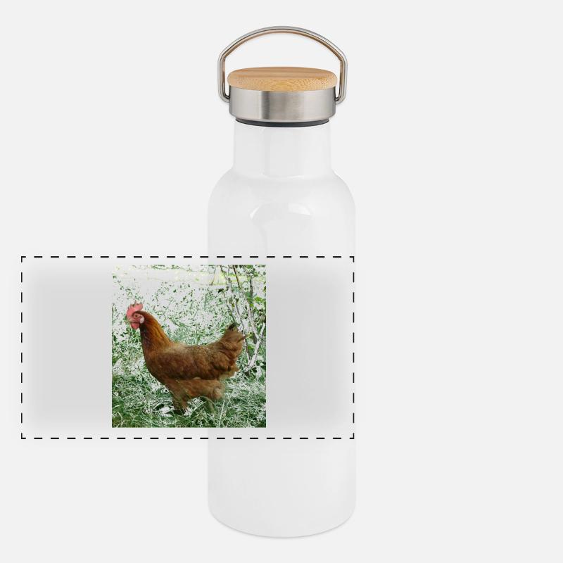 Huhn Panorama Thermosflasche mit Bambusdeckel
