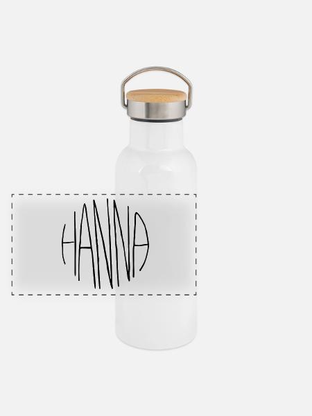 Hanna Geschenk - Panorama Thermosflasche mit Bambusdeckel - Weiß - Vorne