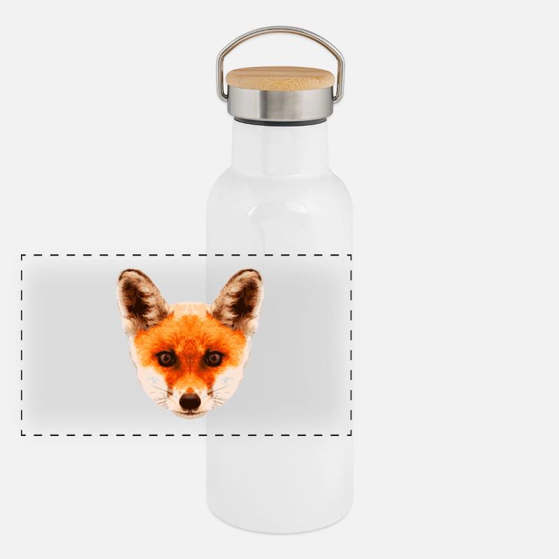 Fuchsbaby * Foxy baby * Hypnosis fox Hypnosefuchs Panorama Thermosflasche mit Bambusdeckel