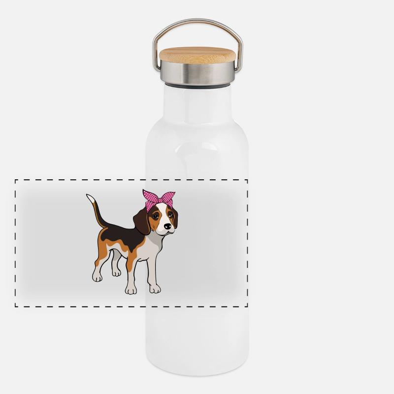 Beagle avec bow Beagle Owner Gift Gourde isotherme avec bouchon en bambou