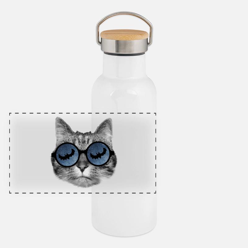 Halloween cat Panoramic Thermal Bottle with Bamboo Lid