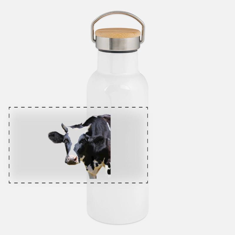 tête de vache drôle Gourde isotherme avec bouchon en bambou