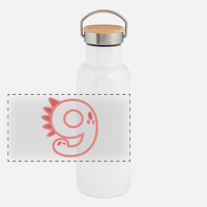 Zahl 9 Panorama Thermosflasche mit Bambusdeckel