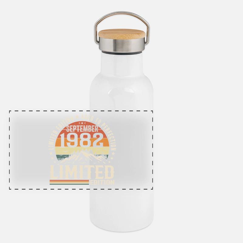 September 1982, September 1982 Geburtstagsgeschenk Panorama Thermosflasche mit Bambusdeckel