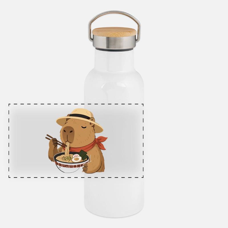 Capybara Ramen : Délice Japonais Kawaii Gourde isotherme avec bouchon en bambou