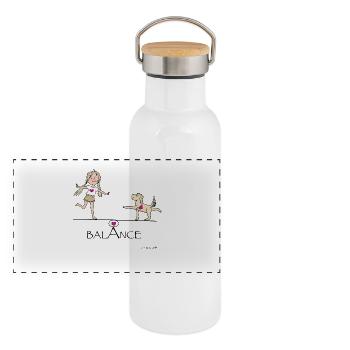 Bliss and Paw - Balance - Panoramic Thermal Bottle with Bamboo Lid - white - Front