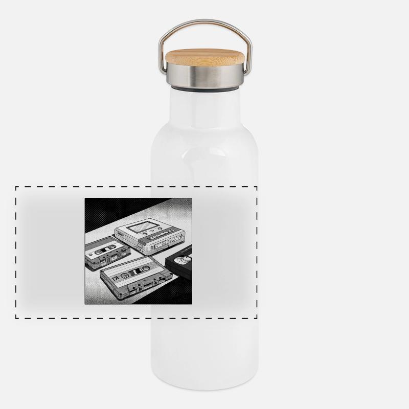 Objets cultes des années 90 : look BD pour Walkman & Co. Gourde isotherme avec bouchon en bambou