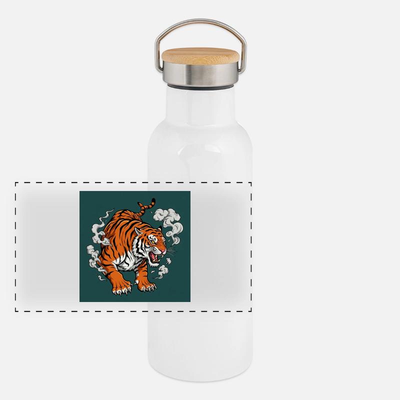 Tigre dangereux - Ambiance BD Gourde isotherme avec bouchon en bambou
