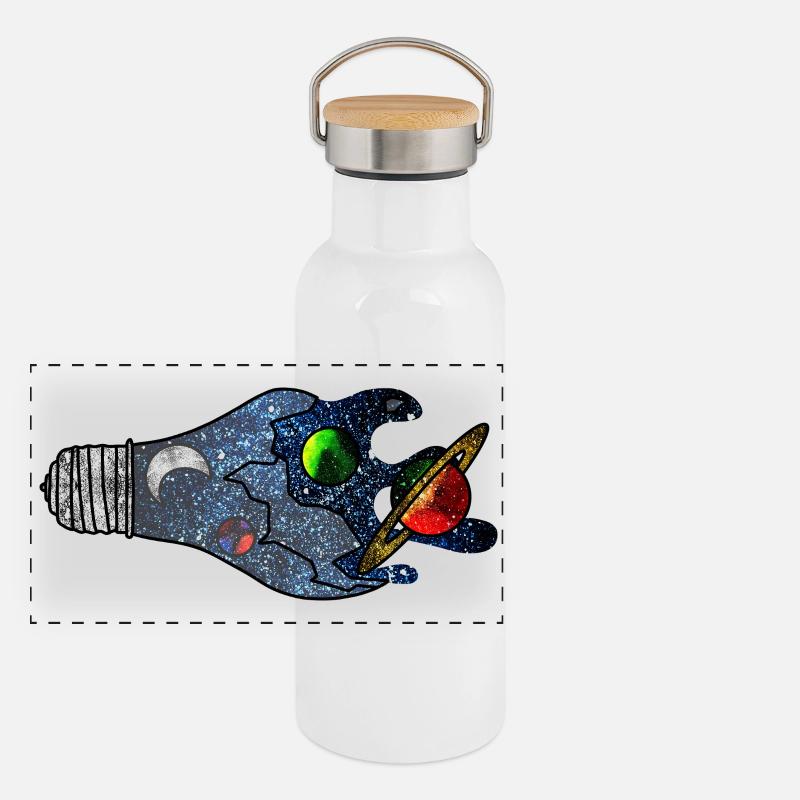 Kosmische Idee Panorama Thermosflasche mit Bambusdeckel
