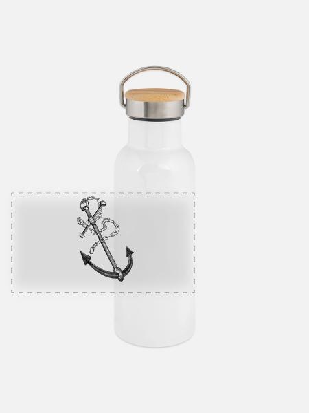 Anker - Panorama Thermosflasche mit Bambusdeckel - Weiß