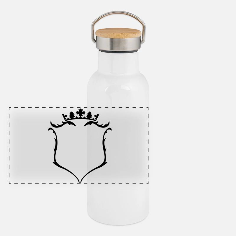 Wappen mit Krone Panorama Thermosflasche mit Bambusdeckel