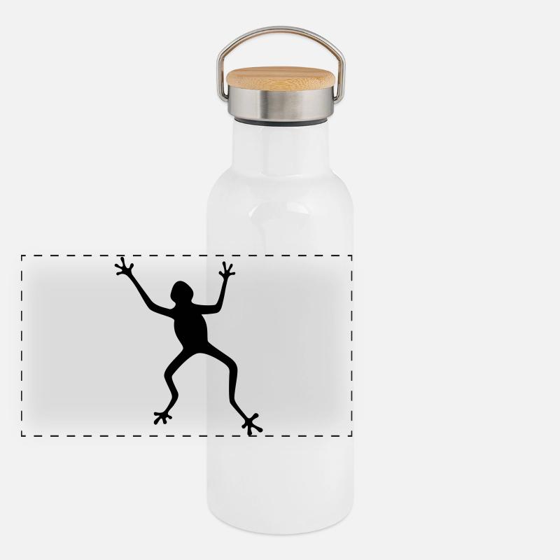 Frosch Silhouette: Tropisch, Regenwald Panorama Thermosflasche mit Bambusdeckel