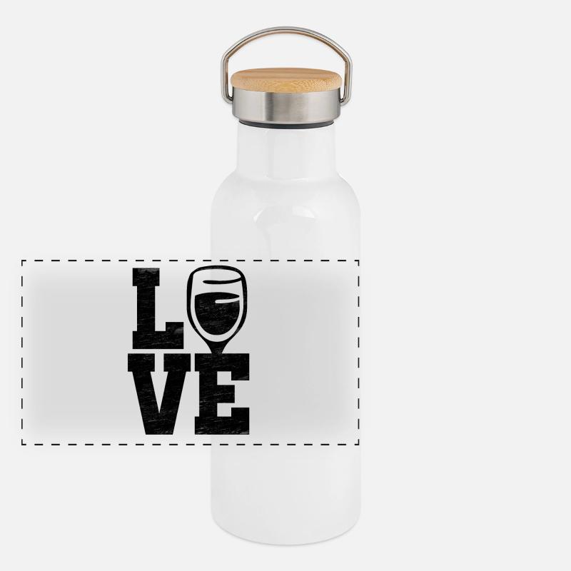Love Wine Panorama Thermosflasche mit Bambusdeckel