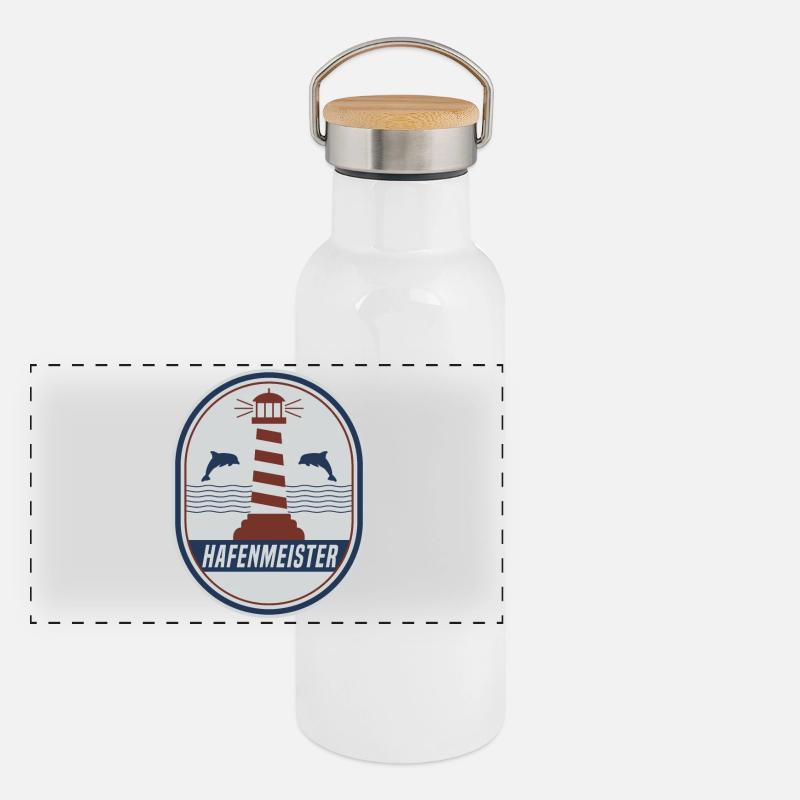 Harbor master design nautical maritime lighthouse Panoramic Thermal Bottle with Bamboo Lid
