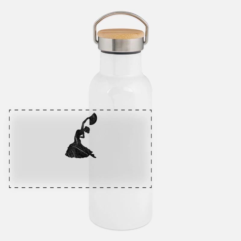 Flamenco Dancer / Flamenco Dance in Black Panoramic Thermal Bottle with Bamboo Lid