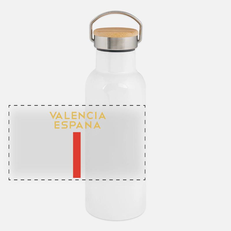 Valencia Espana Souvenir Spanien Andenken Panorama Thermosflasche mit Bambusdeckel