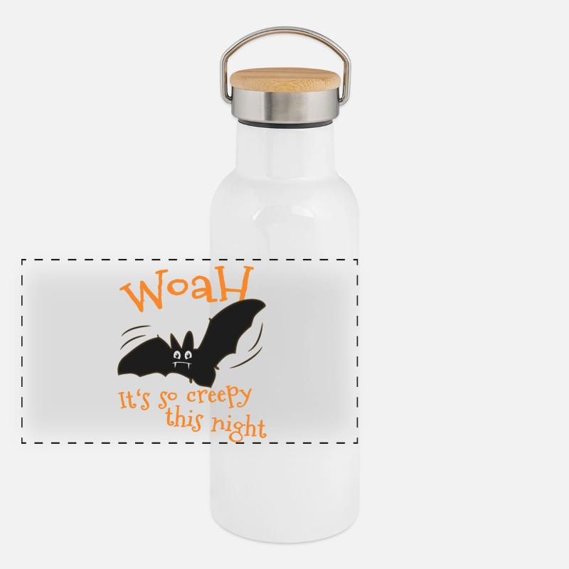 Cute Halloween Bat Panoramic Thermal Bottle with Bamboo Lid