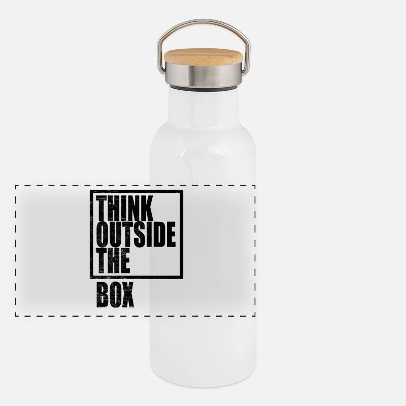 Think Outside The Box / Design Thinking Panorama Thermosflasche mit Bambusdeckel