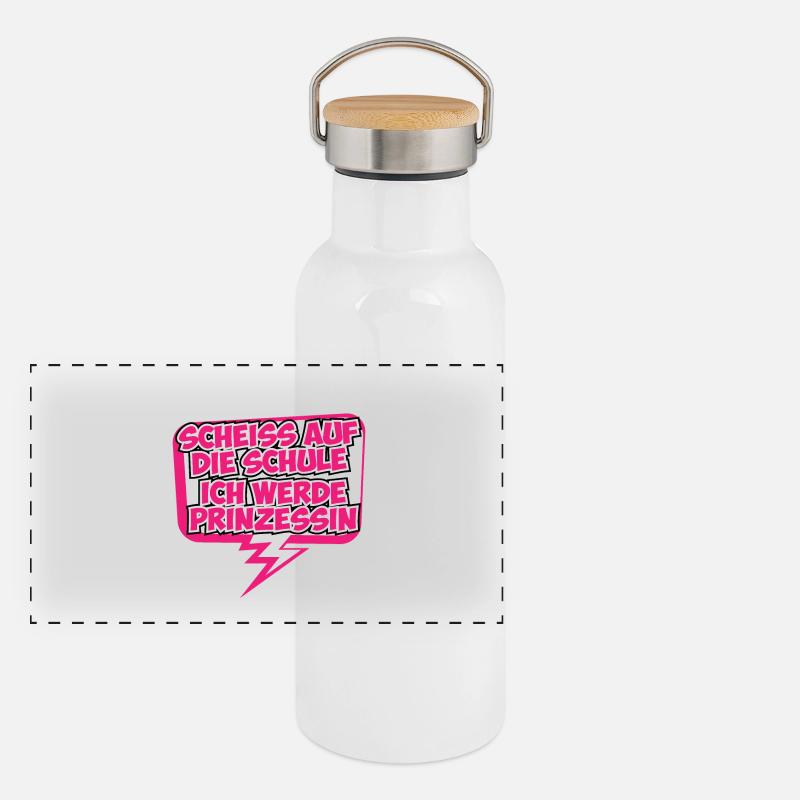 Prinzessin Prinzessinnenshirt Geschenkidee Krone Panorama Thermosflasche mit Bambusdeckel