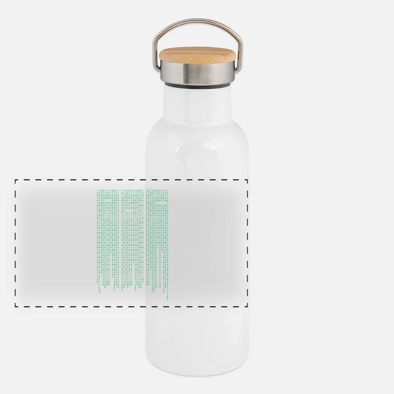 Matrix code Panorama Thermosflasche mit Bambusdeckel