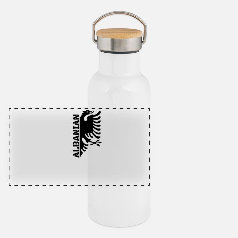 Drapeau albanais « albanais » Gourde isotherme avec bouchon en bambou