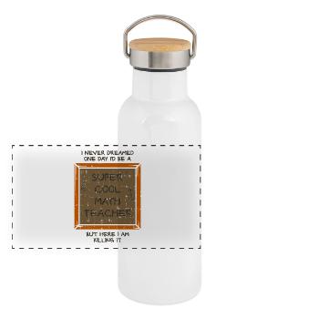 Mathematik - Panorama Thermosflasche mit Bambusdeckel - Weiß - Vorne