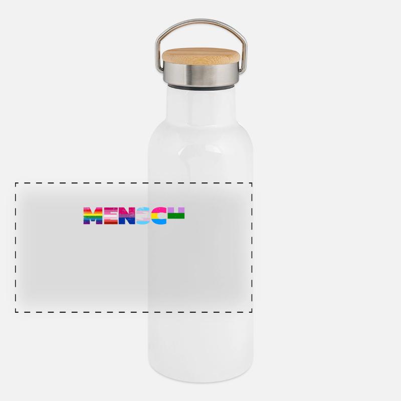 Regenbogen Pride Flag Design Panorama Thermosflasche mit Bambusdeckel