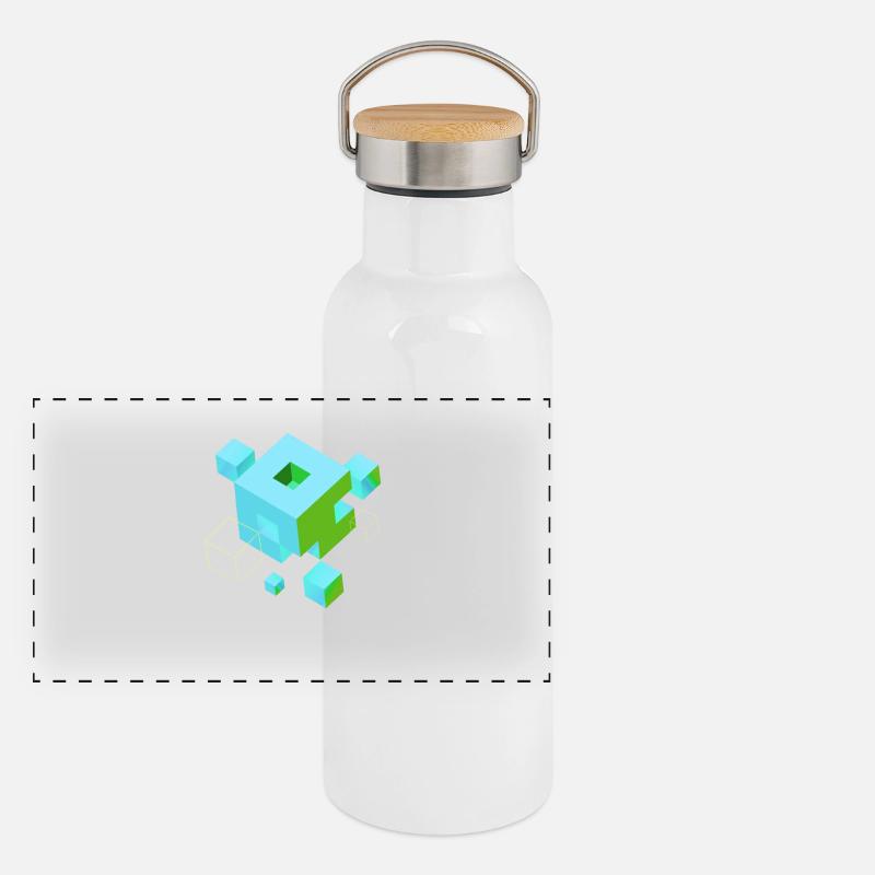 cube pixel 3d nerd game mind craft Rubix Zauber Panoramic Thermal Bottle with Bamboo Lid