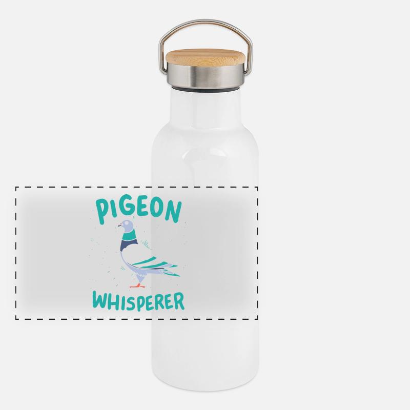 Taube Tauben Flüsterer Panorama Thermosflasche mit Bambusdeckel