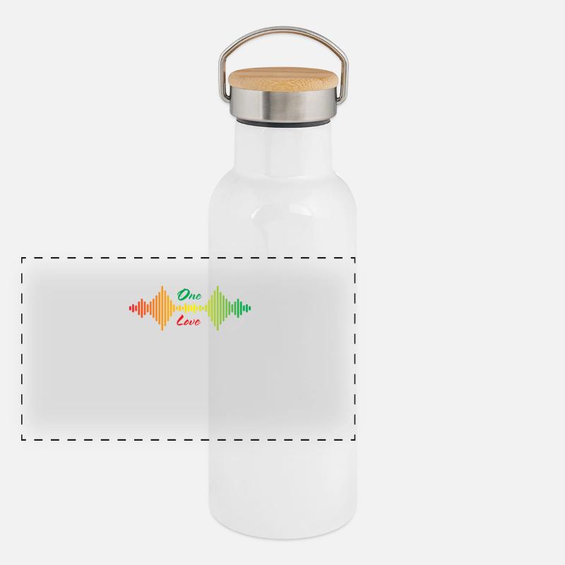 One Love Rainbow Soundwave Panoramic Thermal Bottle with Bamboo Lid