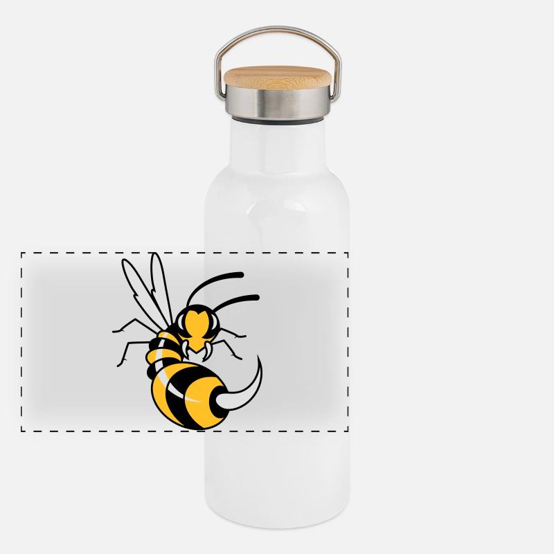 Wasp with giant sting Panoramic Thermal Bottle with Bamboo Lid