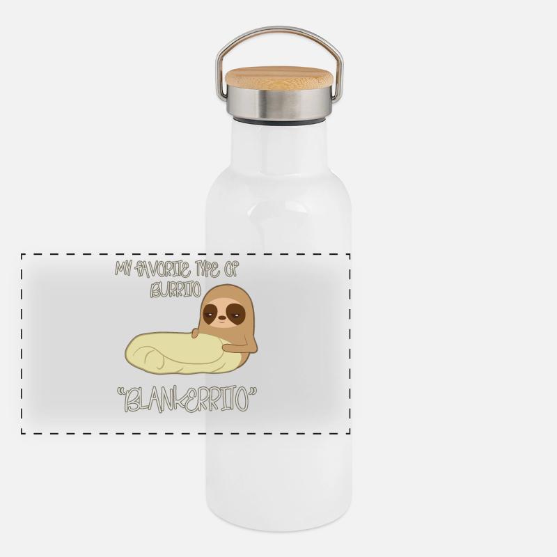 Faultier Burrito Panorama Thermosflasche mit Bambusdeckel