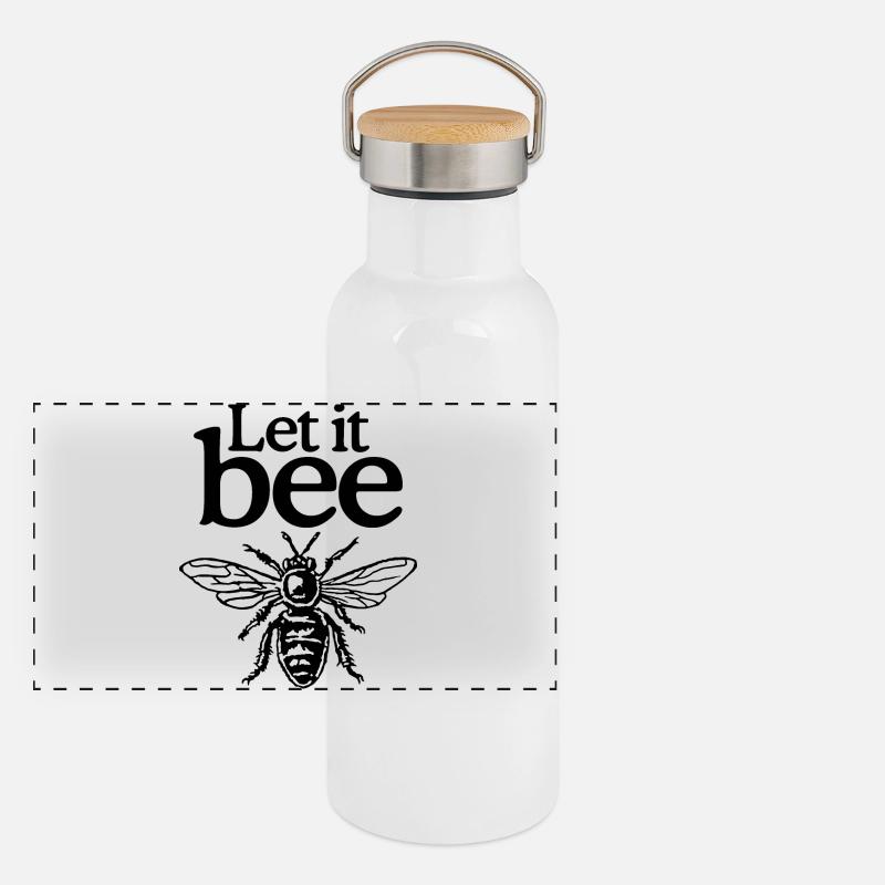 Let it Bee - Bienen Imkerei Imker Spruch - Panorama Thermosflasche mit Bambusdeckel - Weiß