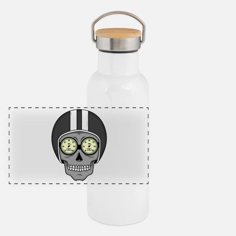 Skull Biker - Design Panoramic Thermal Bottle with Bamboo Lid