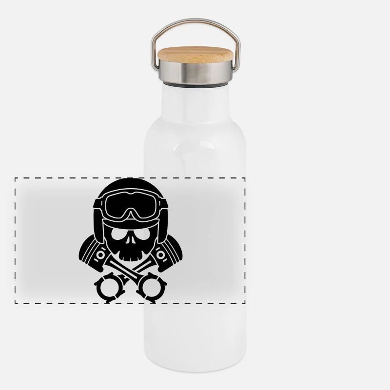 kolben schädel helm Panorama Thermosflasche mit Bambusdeckel